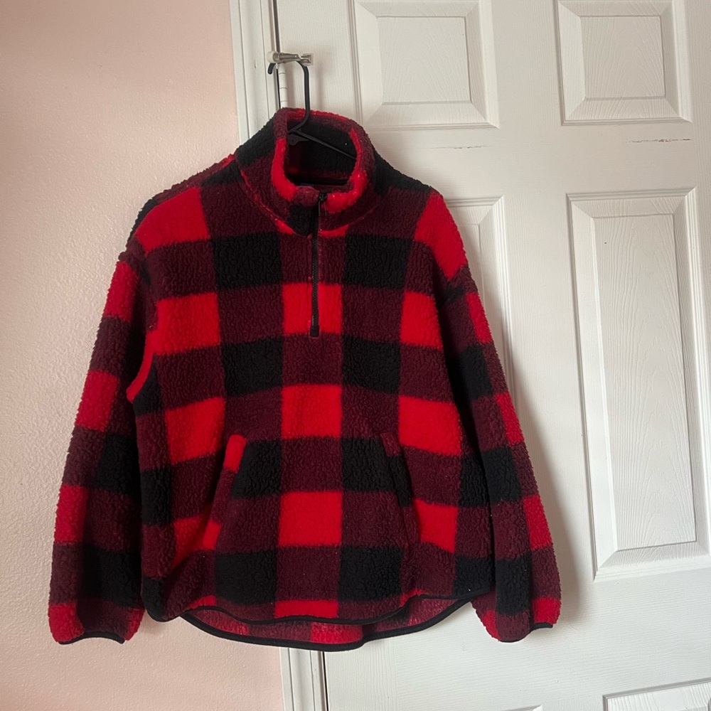 Old Navy Red & Black Plaid Hoodie